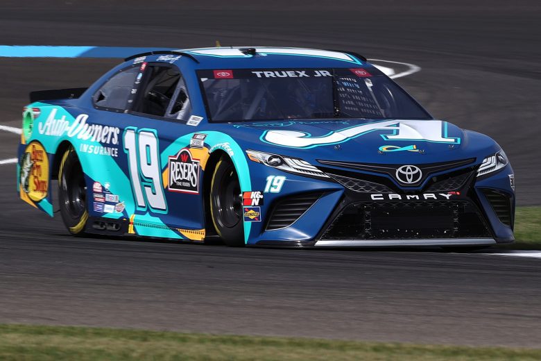 INDIANAPOLIS, INDIANA - AUGUST 14: Martin Truex Jr., driver of the #19 Auto-Owners Insurance/MTJF Toyota, drives during practice for the NASCAR Cup Series Verizon 200 at the Brickyard at Indianapolis Motor Speedway on August 14, 2021 in Indianapolis, Indiana. (Photo by Stacy Revere/Getty Images) | Getty Images
