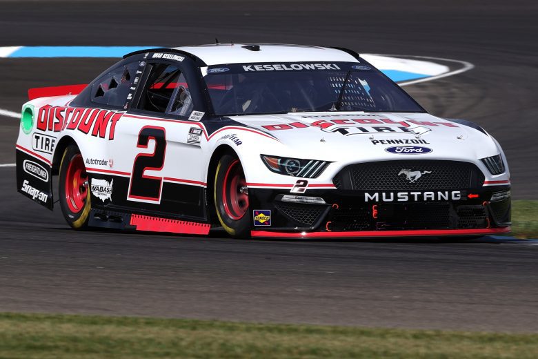INDIANAPOLIS, INDIANA - AUGUST 14: Brad Keselowski, driver of the #2 Discount Tire Ford, drives during practice for the NASCAR Cup Series Verizon 200 at the Brickyard at Indianapolis Motor Speedway on August 14, 2021 in Indianapolis, Indiana. (Photo by Stacy Revere/Getty Images) | Getty Images