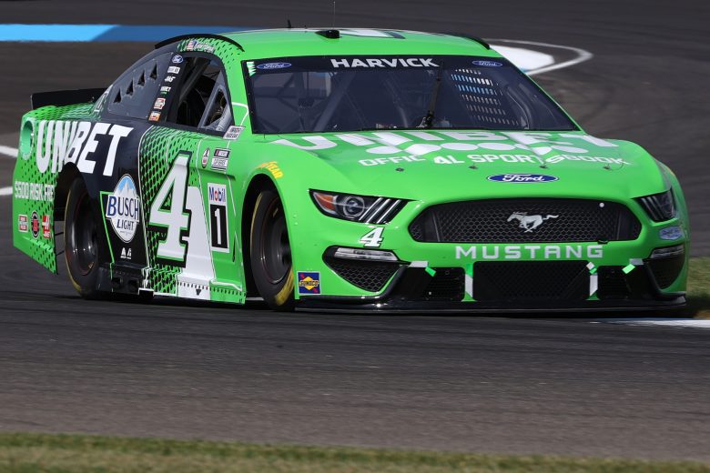 INDIANAPOLIS, INDIANA - AUGUST 14: Kevin Harvick, driver of the #4 Unibet Ford, drives during practice for the NASCAR Cup Series Verizon 200 at the Brickyard at Indianapolis Motor Speedway on August 14, 2021 in Indianapolis, Indiana. (Photo by Stacy Revere/Getty Images) | Getty Images