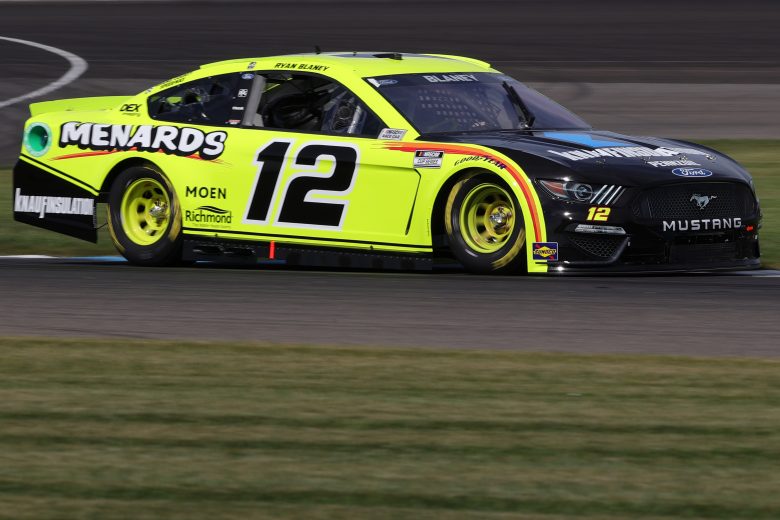 INDIANAPOLIS, INDIANA - AUGUST 14: Ryan Blaney, driver of the #12 Menards/Knauf Ford, drives during practice for the NASCAR Cup Series Verizon 200 at the Brickyard at Indianapolis Motor Speedway on August 14, 2021 in Indianapolis, Indiana. (Photo by Stacy Revere/Getty Images) | Getty Images