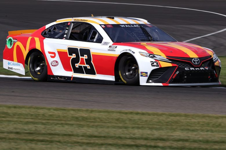 INDIANAPOLIS, INDIANA - AUGUST 14: Bubba Wallace, driver of the #23 McDonald's Toyota, drives during practice for the NASCAR Cup Series Verizon 200 at the Brickyard at Indianapolis Motor Speedway on August 14, 2021 in Indianapolis, Indiana. (Photo by Stacy Revere/Getty Images) | Getty Images