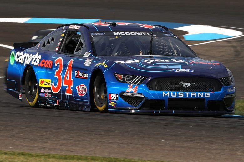INDIANAPOLIS, INDIANA - AUGUST 14: Michael McDowell, driver of the #34 CarParts.com Ford, drives during practice for the NASCAR Cup Series Verizon 200 at the Brickyard at Indianapolis Motor Speedway on August 14, 2021 in Indianapolis, Indiana. (Photo by Stacy Revere/Getty Images) | Getty Images