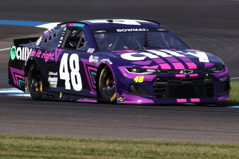 INDIANAPOLIS, INDIANA - AUGUST 14: Alex Bowman, driver of the #48 Ally Chevrolet, drivesduring practice for the NASCAR Cup Series Verizon 200 at the Brickyard at Indianapolis Motor Speedway on August 14, 2021 in Indianapolis, Indiana. (Photo by Stacy Revere/Getty Images) | Getty Images