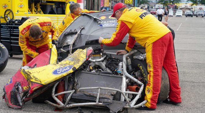 Featured Image for Multi-car wreck brings out red flag after curbing comes apart