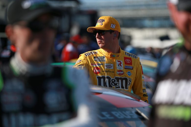INDIANAPOLIS, INDIANA - AUGUST 15: Kyle Busch, driver of the #18 M&M's Mix Toyota, waits on the grid during qualifying for the NASCAR Cup Series Verizon 200 at the Brickyard at Indianapolis Motor Speedway on August 15, 2021 in Indianapolis, Indiana. (Photo by Sean Gardner/Getty Images) | Getty Images