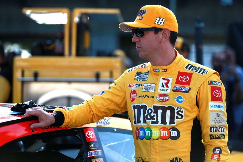 INDIANAPOLIS, INDIANA - AUGUST 15: Kyle Busch, driver of the #18 M&M's Mix Toyota, waits on the grid during qualifying for the NASCAR Cup Series Verizon 200 at the Brickyard at Indianapolis Motor Speedway on August 15, 2021 in Indianapolis, Indiana. (Photo by Sean Gardner/Getty Images) | Getty Images