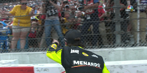 Blaney Gives Away Flag To Kid