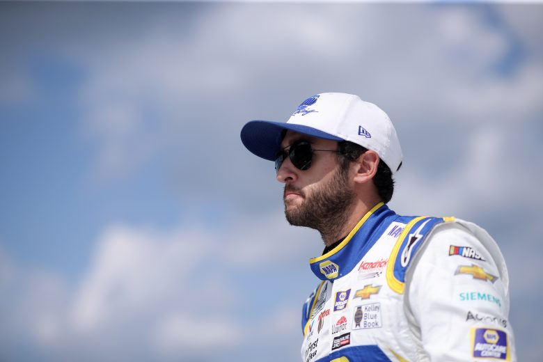 BROOKLYN, MICHIGAN - AUGUST 22: Chase Elliott, driver of the #9 NAPA Auto Parts Chevrolet, walks on stage during driver introductions prior to the NASCAR Cup Series FireKeepers Casino 400 at Michigan International Speedway on August 22, 2021 in Brooklyn, Michigan. (Photo by Sean Gardner/Getty Images) | Getty Images