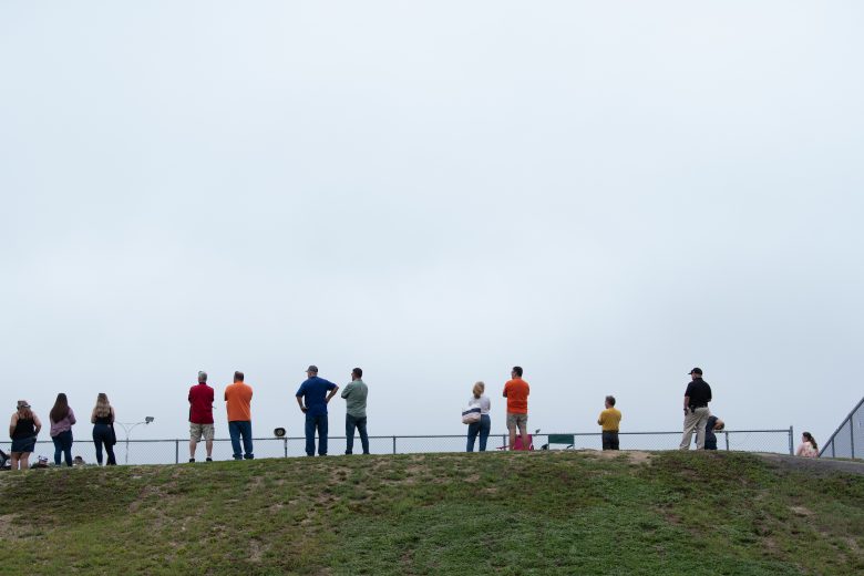 A crowd gathers to watch the Rumble at the Ridge 200 for the NASCAR Whelen Modified Tour at Beech Ridge Motor Speedway in Scarborough, Maine on August 21, 2021. (Tristan Spinski/NASCAR)