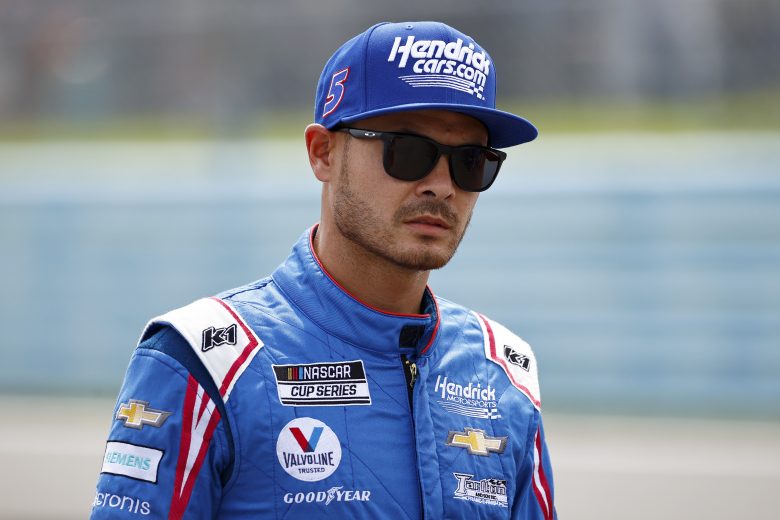 WATKINS GLEN, NEW YORK - AUGUST 08: Kyle Larson, driver of the #5 HendrickCars.com Chevrolet, waits on the grid prior to the NASCAR Cup Series Go Bowling at The Glen at Watkins Glen International on August 08, 2021 in Watkins Glen, New York. (Photo by Jared C. Tilton/Getty Images) | Getty Images