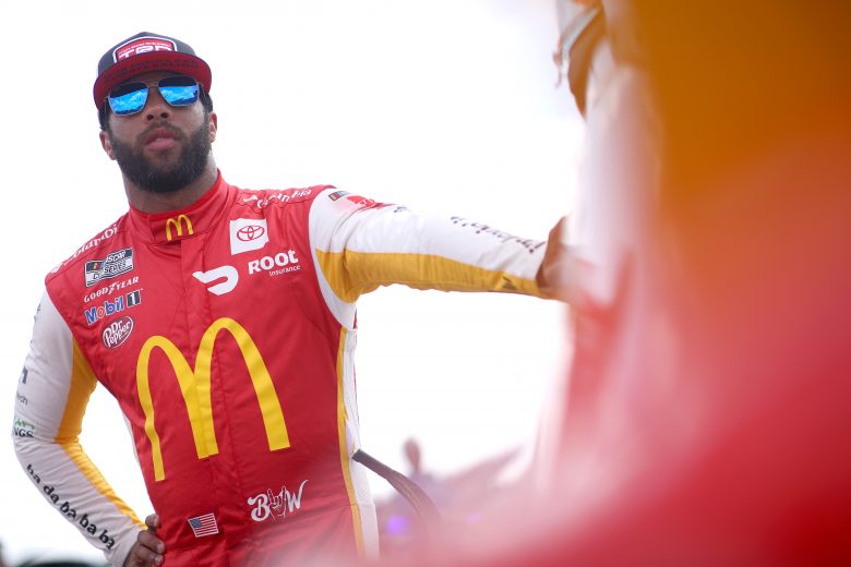 BROOKLYN, MICHIGAN - AUGUST 22: Bubba Wallace, driver of the #23 McDonald's Toyota, waits on the grid prior to the NASCAR Cup Series FireKeepers Casino 400 at Michigan International Speedway on August 22, 2021 in Brooklyn, Michigan. (Photo by Sean Gardner/Getty Images) | Getty Images