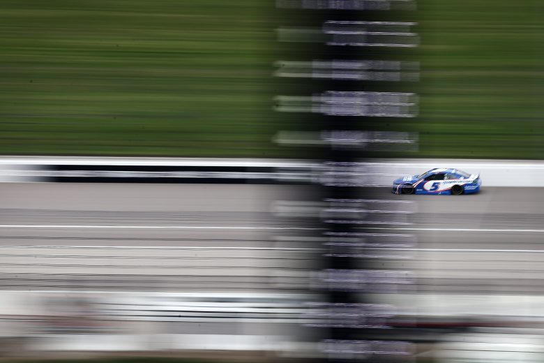 KANSAS CITY, KANSAS - MAY 02: Kyle Larson, driver of the #5 HendrickCars.com Chevrolet, drives during the NASCAR Cup Series Buschy McBusch Race 400 at Kansas Speedway on May 02, 2021 in Kansas City, Kansas. (Photo by James Gilbert/Getty Images) | Getty Images