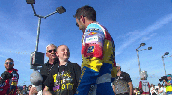 Chase Elliott Young Fan Mary Pound Fist Bump
