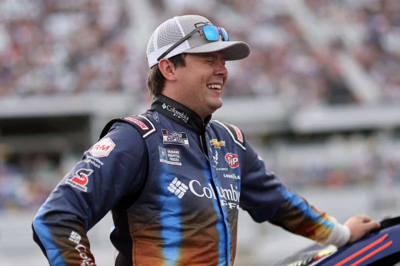 DAYTONA BEACH, FLORIDA - AUGUST 28: Erik Jones, driver of the #43 Columbia PFG Chevrolet, laughs on the grid prior to the NASCAR Cup Series Coke Zero Sugar 400 at Daytona International Speedway on August 28, 2021 in Daytona Beach, Florida. (Photo by James Gilbert/Getty Images) | Getty Images