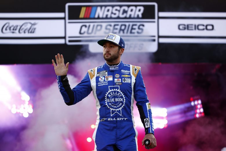 RICHMOND, VIRGINIA - SEPTEMBER 11: Chase Elliott, driver of the #9 Kelley Blue Book Chevrolet, waves to fans during pre-race ceremonies prior to the NASCAR Cup Series Federated Auto Parts 400 Salute to First Responders at Richmond Raceway on September 11, 2021 in Richmond, Virginia. (Photo by Jared C. Tilton/Getty Images) | Getty Images