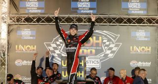 Chandler Smith wins first career Truck Series race in thriller at Bristol to advance to Round of 8