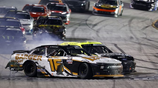 Featured Image for AJ Allmendinger wins after crash at finish line with Austin Cindric at Bristol