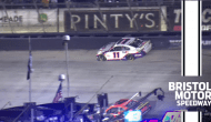 Hamlin cuts tire battling for the lead