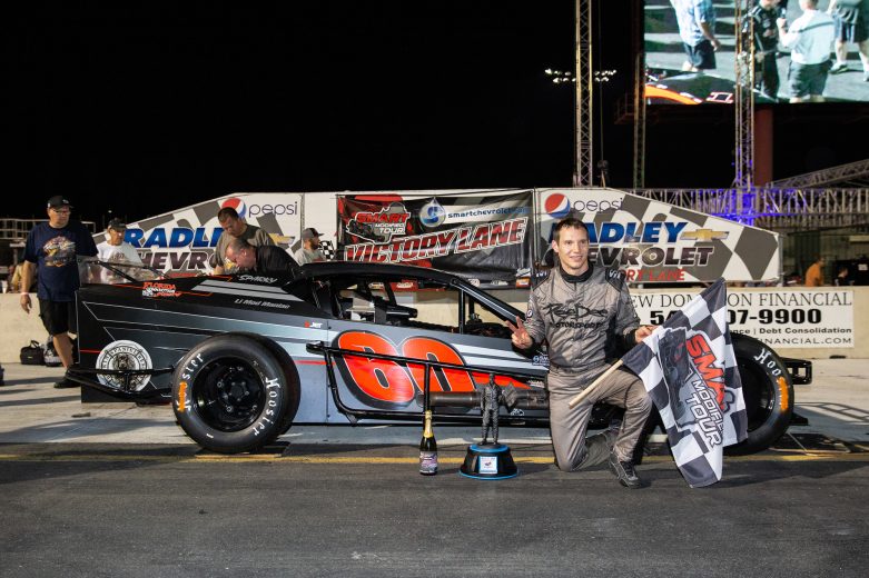 Matt Hirshman #60 wins the Smart Tour race during the NASCAR Advanced Auto Parts Weekly Series at Dominion Raceway on September 18, 2021 in Woodford, Virginia. (Parker Michels-Boyce/NASCAR)