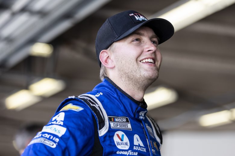 DAYTONA BEACH, FLORIDA - SEPTEMBER 07: William Byron, driver of the #24 NASCAR Next Gen car, looks on from the garage during the NASCAR Cup Series test at Daytona International Speedway on September 07, 2021 in Daytona Beach, Florida. (Photo by James Gilbert/Getty Images) | Getty Images