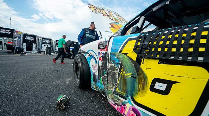 Featured image for AJ Allmendinger sidelined by Stage 1 crash at Talladega