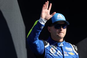 LAS VEGAS, NEVADA - SEPTEMBER 26: William Byron, driver of the #24 Axalta Chevrolet, waves to fans during pre-race ceremonies prior to the NASCAR Cup Series South Point 400 at Las Vegas Motor Speedway on September 26, 2021 in Las Vegas, Nevada. (Photo by Meg Oliphant/Getty Images) | Getty Images