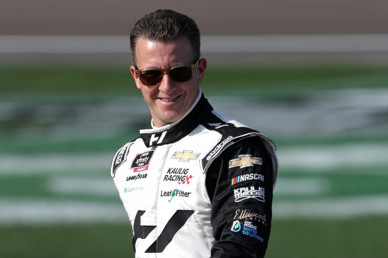 LAS VEGAS, NEVADA - SEPTEMBER 25: AJ Allmendinger, driver of the #16 Hyperice Chevrolet, walks the grid prior to the NASCAR Xfinity Series Alsco Uniforms 302 at Las Vegas Motor Speedway on September 25, 2021 in Las Vegas, Nevada. (Photo by Meg Oliphant/Getty Images) | Getty Images