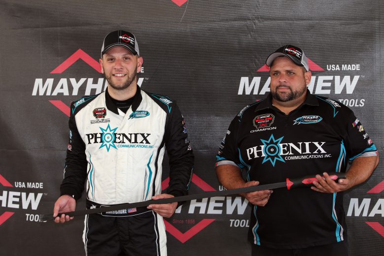 Justin Bonsignore, driver of the #51 Coastal Fiber Chevrolet celebrates pole position during the Virginia Is For Racing Lovers 150 for the NASCAR Whelen Modified Tour at Richmond Raceway in Richmond, Virginia on September 10, 2021. (Ryan M. Kelly/NASCAR)
