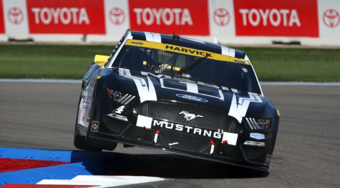 Featured image for Kevin Harvick wrecks late, ending hopes of playoff advancement
