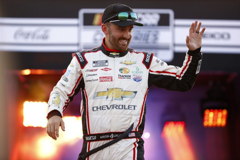 RICHMOND, VIRGINIA - SEPTEMBER 11: Austin Dillon, driver of the #3 Roland Chevrolet, waves to fans during pre-race ceremonies prior to the NASCAR Cup Series Federated Auto Parts 400 Salute to First Responders at Richmond Raceway on September 11, 2021 in Richmond, Virginia. (Photo by Jared C. Tilton/Getty Images) | Getty Images