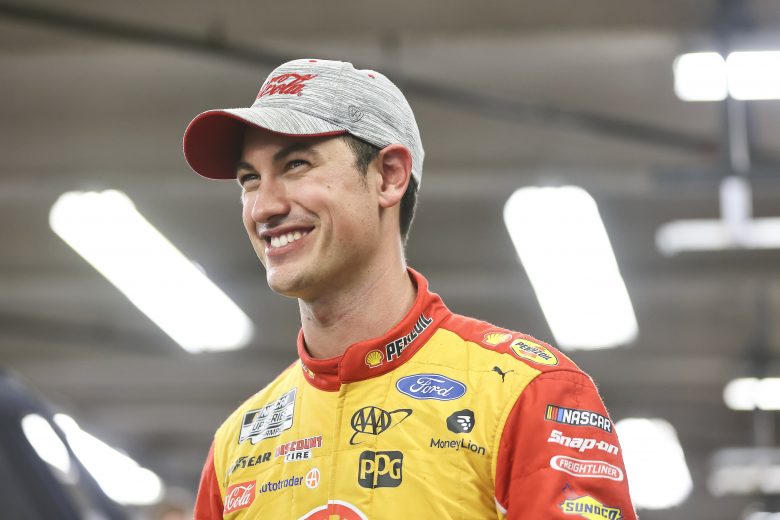 DAYTONA BEACH, FLORIDA - SEPTEMBER 07: Joey Logano, Driver of the #22 NASCAR Next Gen car, looks on from the garage after the NASCAR Cup Series test at Daytona International Speedway on September 07, 2021 in Daytona Beach, Florida. (Photo by James Gilbert/Getty Images) | Getty Images