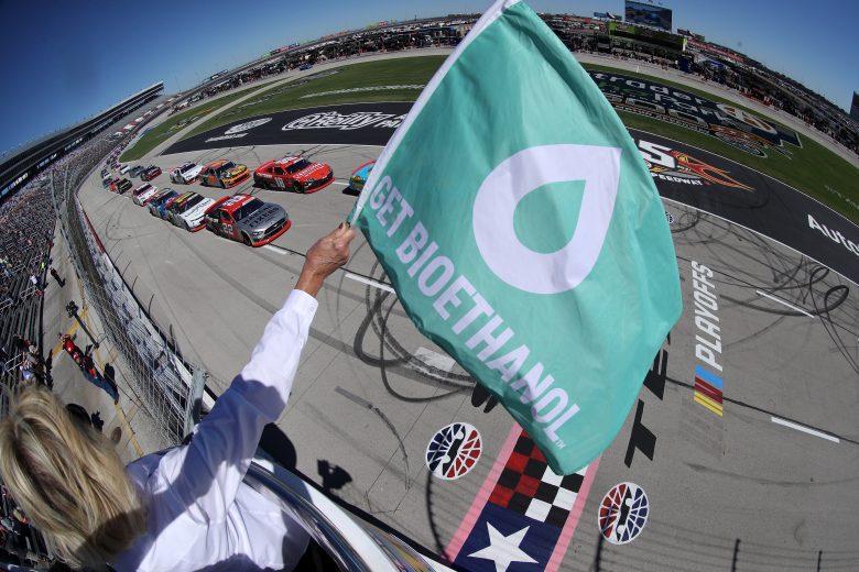 FORT WORTH, TEXAS - OCTOBER 16: Austin Cindric, driver of the #22 Snap On Ford, leads the field to the green flag to start the NASCAR Xfinity Series Andy's Frozen Custard 335 at Texas Motor Speedway on October 16, 2021 in Fort Worth, Texas. (Photo by Sean Gardner/Getty Images) | Getty Images