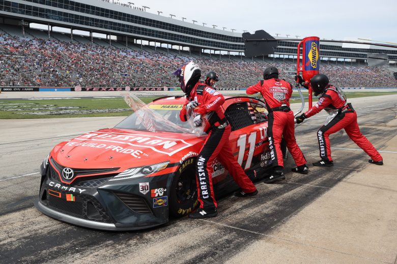 FORT WORTH, TEXAS - OCTOBER 17: Denny Hamlin, driver of the #11 Craftsman Toyota, pits during the NASCAR Cup Series Autotrader EchoPark Automotive 500 at Texas Motor Speedway on October 17, 2021 in Fort Worth, Texas. (Photo by Chris Graythen/Getty Images) | Getty Images