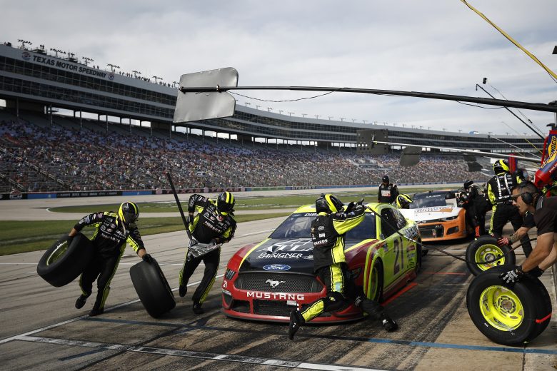 FORT WORTH, TEXAS - OCTOBER 17: Matt DiBenedetto, driver of the #21 Menards/Atlas/Mohawk Ford, pits during the NASCAR Cup Series Autotrader EchoPark Automotive 500 at Texas Motor Speedway on October 17, 2021 in Fort Worth, Texas. (Photo by Jared C. Tilton/Getty Images) | Getty Images