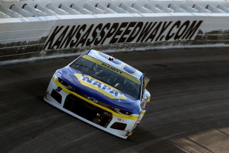 KANSAS CITY, KANSAS - OCTOBER 24: Chase Elliott, driver of the #9 NAPA Auto Parts Chevrolet, drives during the NASCAR Cup Series Hollywood Casino 400 at Kansas Speedway on October 24, 2021 in Kansas City, Kansas. (Photo by Meg Oliphant/Getty Images) | Getty Images