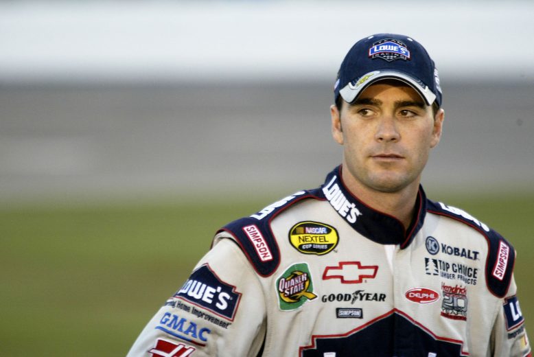 CONCORD, NC - MAY 27:  Jimmie Johnson, driver of the #48 Hendrick Chevrolet, during qualifying for the Coca-Cola 600 on May 27, 2004 at Lowe's Motor Speedway in Concord, North Carolina.   (Photo By Craig Jones/Getty Images) | Getty Images