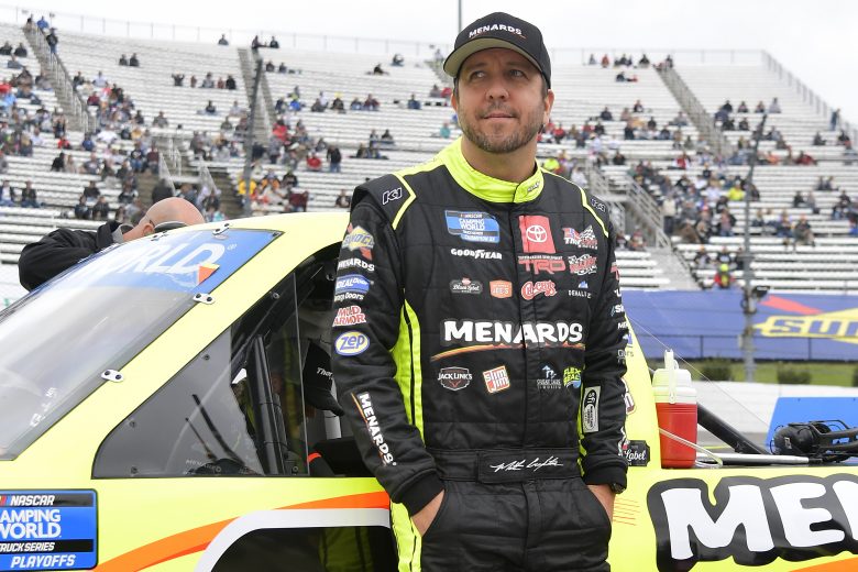 MARTINSVILLE, VIRGINIA - OCTOBER 30: Matt Crafton, driver of the #88 Black Label Bacon/Menards Toyota, waits on the grid prior to the NASCAR Camping World Truck Series United Rentals 200 at Martinsville Speedway on October 30, 2021 in Martinsville, Virginia. (Photo by Logan Riely/Getty Images) | Getty Images