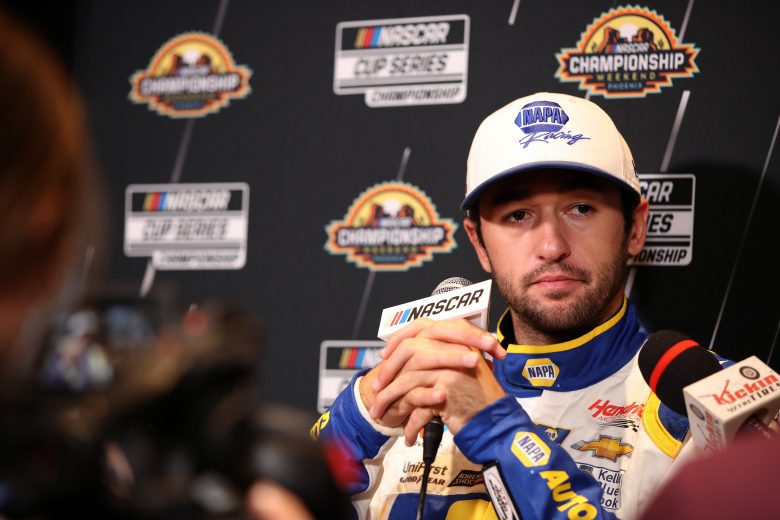 PHOENIX, ARIZONA - NOVEMBER 04: Chase Elliott, driver of the #9 NAPA Auto Parts Chevrolet, speaks to the media during the 2021 NASCAR Championship 4 Media Day at the the Phoenix Convention Center on November 04, 2021 in Phoenix, Arizona. (Photo by Meg Oliphant/Getty Images) | Getty Images