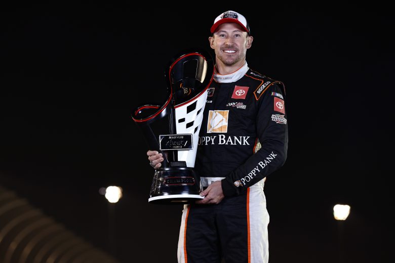 AVONDALE, ARIZONA - NOVEMBER 06: Daniel Hemric, driver of the #18 Poppy Bank Toyota, poses for photos after winning the NASCAR Xfinity Series Championship at Phoenix Raceway on November 06, 2021 in Avondale, Arizona. (Photo by Sean Gardner/Getty Images) | Getty Images