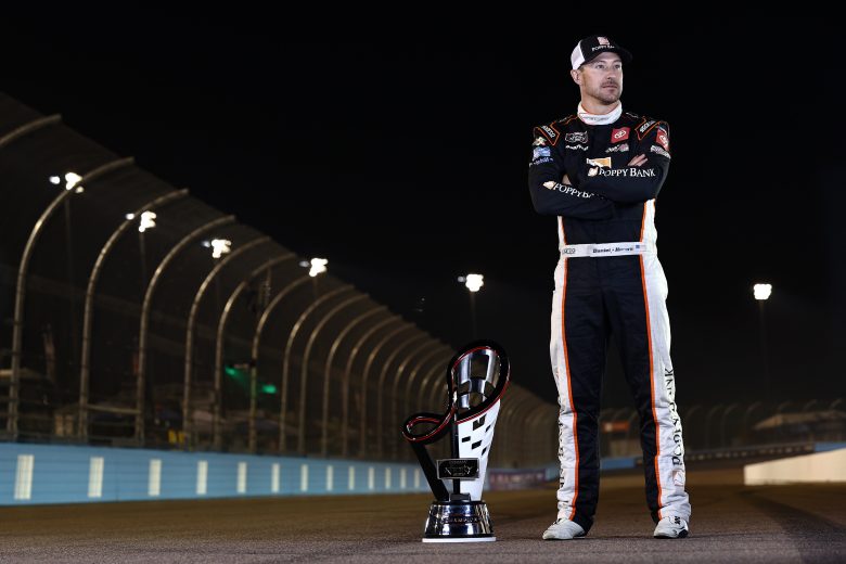AVONDALE, ARIZONA - NOVEMBER 06: Daniel Hemric, driver of the #18 Poppy Bank Toyota, poses for photos after winning the NASCAR Xfinity Series Championship at Phoenix Raceway on November 06, 2021 in Avondale, Arizona. (Photo by Sean Gardner/Getty Images) | Getty Images