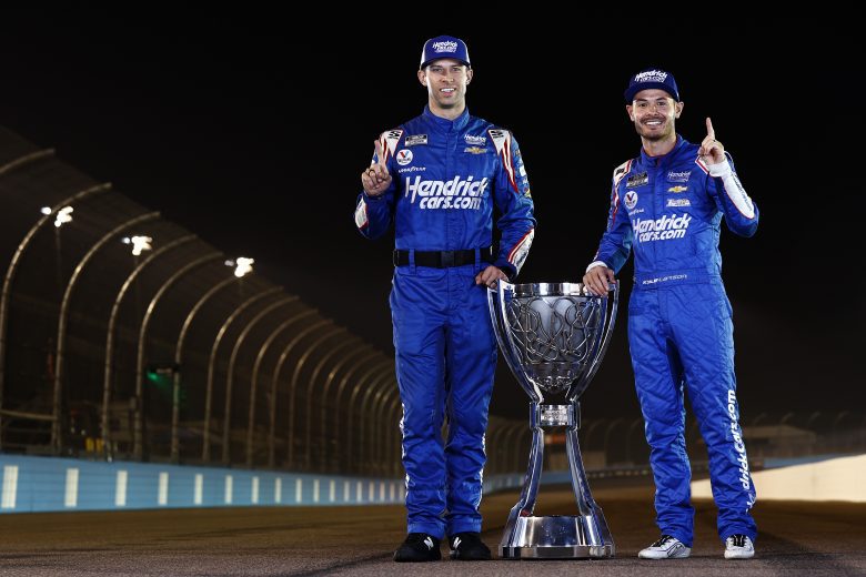 AVONDALE, ARIZONA - NOVEMBER 07: Kyle Larson, driver of the #5 HendrickCars.com Chevrolet, and crew chief Cliff Daniels pose for photos after winning the NASCAR Cup Series Championship at Phoenix Raceway on November 07, 2021 in Avondale, Arizona. (Photo by Sean Gardner/Getty Images) | Getty Images