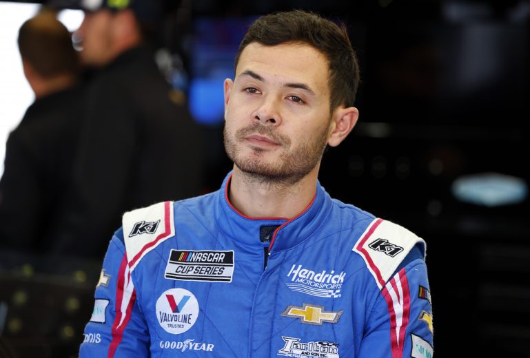 CONCORD, NORTH CAROLINA - NOVEMBER 17: Kyle Larson driver of the #24 Hendrick Motorsports Chevrolet waits in the garage area during NASCAR Cup Series Next Gen testing at Charlotte Motor Speedway on November 17, 2021 in Concord, North Carolina. (Photo by Grant Halverson/Getty Images) | Getty Images