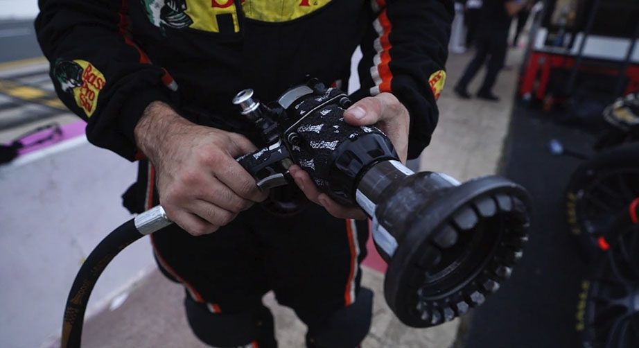 Up close Josh Thomas shows off Next Gen air gun for pit stops NASCAR
