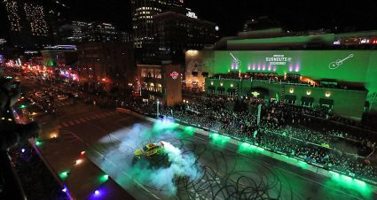 NASHVILLE, TENNESSEE - DECEMBER 04: Joey Logano performs a burnout during the Monster Energy NASCAR Cup Series Burnouts on Broadway on December 04, 2019 in Nashville, Tennessee. (Photo by Brett Carlsen/Getty Images) | Getty Images