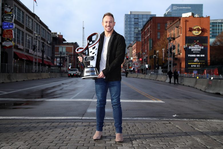 NASHVILLE, TENNESSEE - DECEMBER 01: The 2021 NASCAR Xfinity Series championship driver, Daniel Hemric poses for photos on Broadway December 01, 2021 in Nashville, Tennessee. (Photo by Sean Gardner/Getty Images) | Getty Images