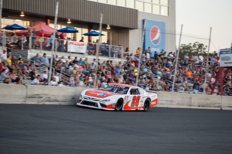 Peyton Sellers, driver of the Clarence’s Steakhouse and Danville Toyota #26 car, in the Late Model race during the NASCAR Advanced Auto Parts Weekly Series at Dominion Raceway on September 18, 2021 in Woodford, Virginia. (Parker Michels-Boyce/NASCAR)