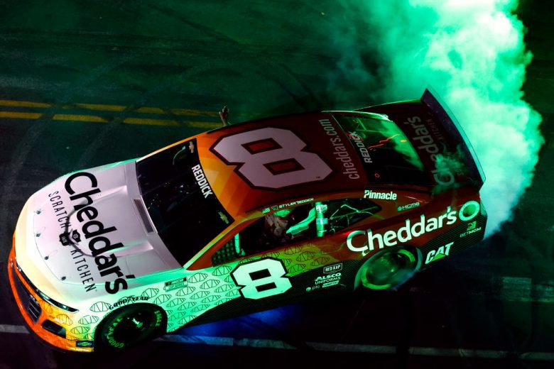 NASHVILLE, TENNESSEE - DECEMBER 01:  Tyler Reddick, driver of the #8 NASCAR Cup Series Chevrolet performs a burnout during the Burnouts on Broadway December 01, 2021 in Nashville, Tennessee. (Photo by Brett Carlsen/Getty Images) | Getty Images