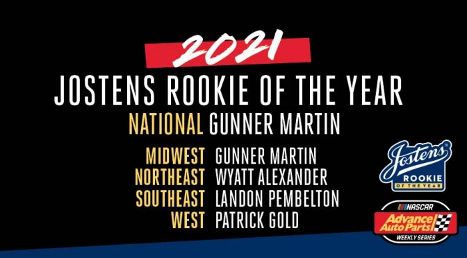 NASCAR Advance Auto Parts Weekly Series 2021 Jostens Rookie of the Year awards