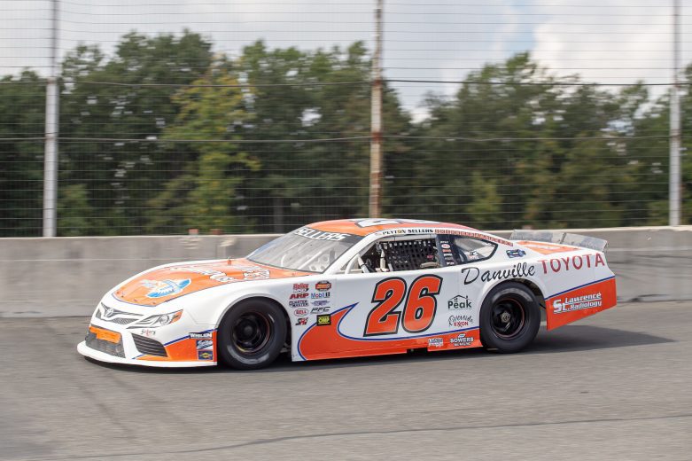 Peyton Sellers, driver of the #26 Clarences Steakhouse and Danville Toyota, in Late Models practice during the NASCAR Advanced Auto Parts Weekly Series at Dominion Raceway on September 18, 2021 in Woodford, Virginia. (Parker Michels-Boyce/NASCAR)