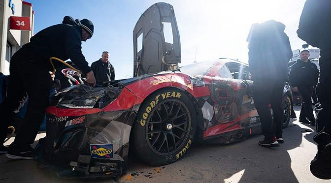 Featured Image for Tyler Reddick crashes into pit-road barrier during Next Gen testing at Charlotte